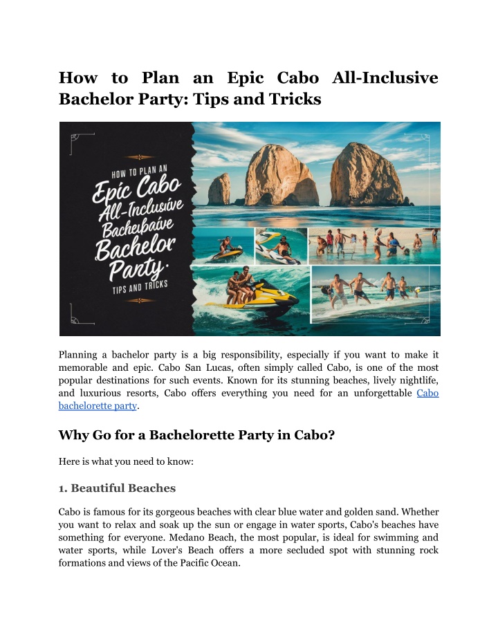 how to plan an epic cabo all inclusive bachelor