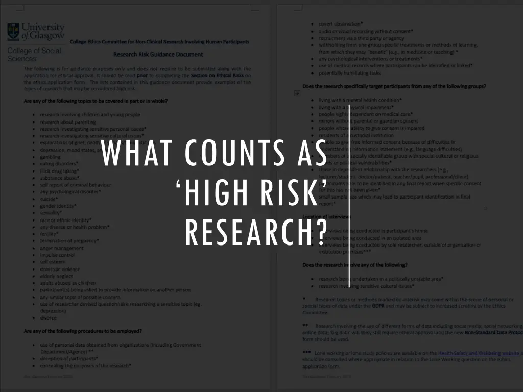 what counts as high risk research