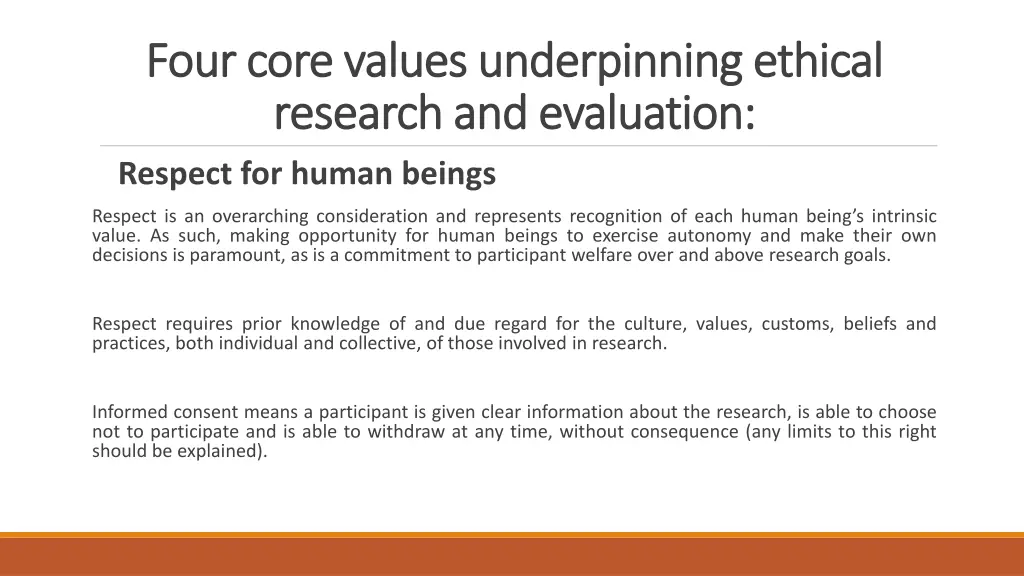 four core values underpinning ethical four core