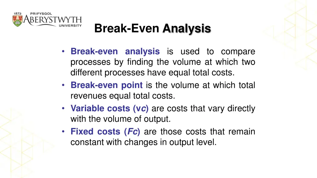 break even analysis 1