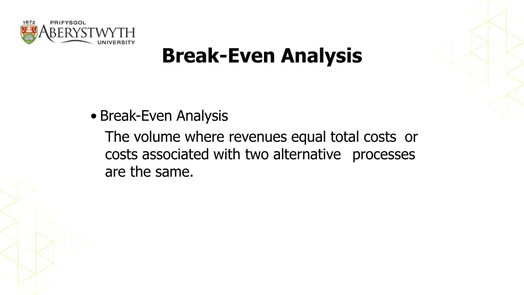 break even analysis