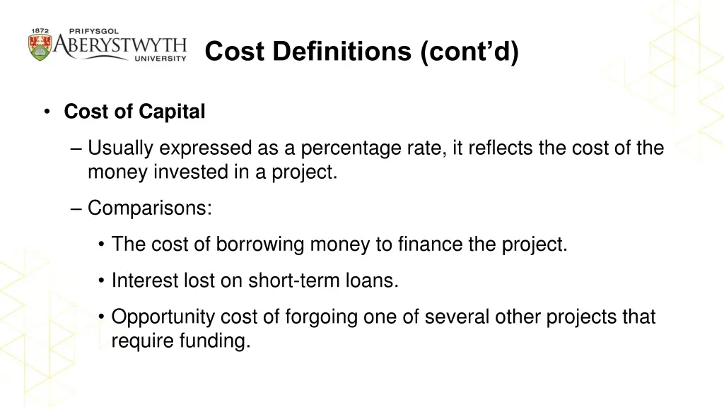 cost definitions cont d