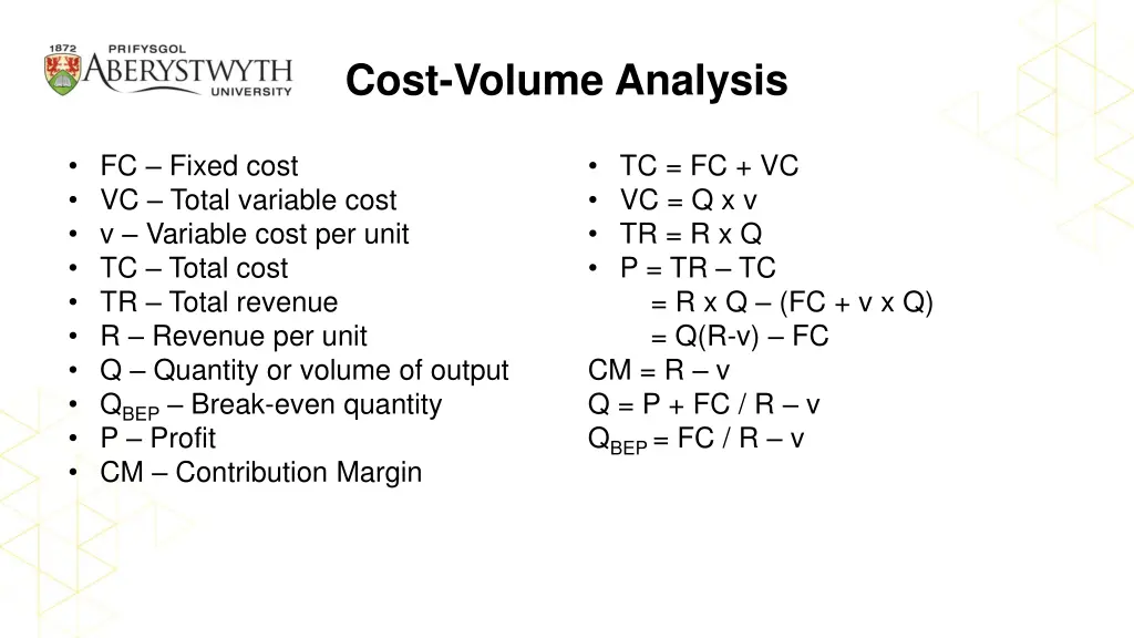 cost volume analysis