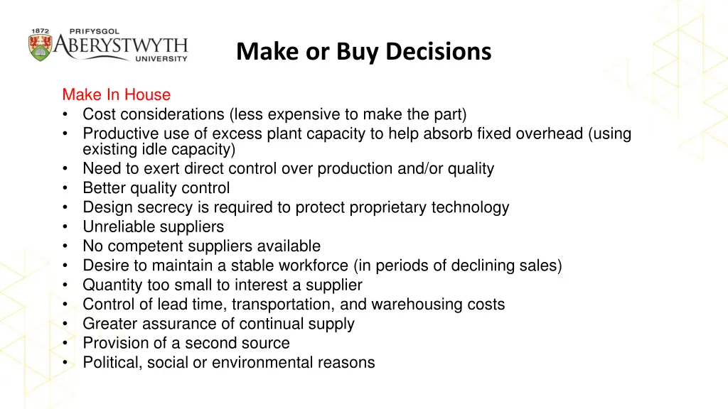 make or buy decisions