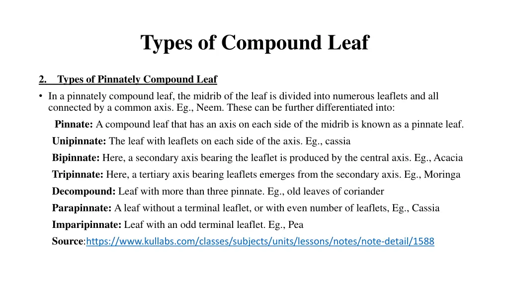 types of compound leaf