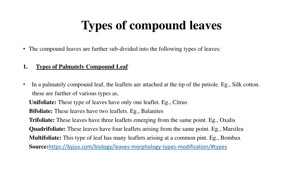 types of compound leaves