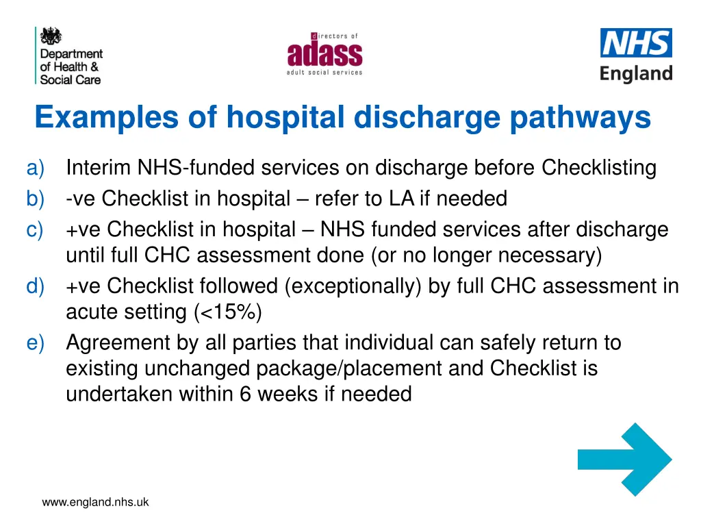 examples of hospital discharge pathways