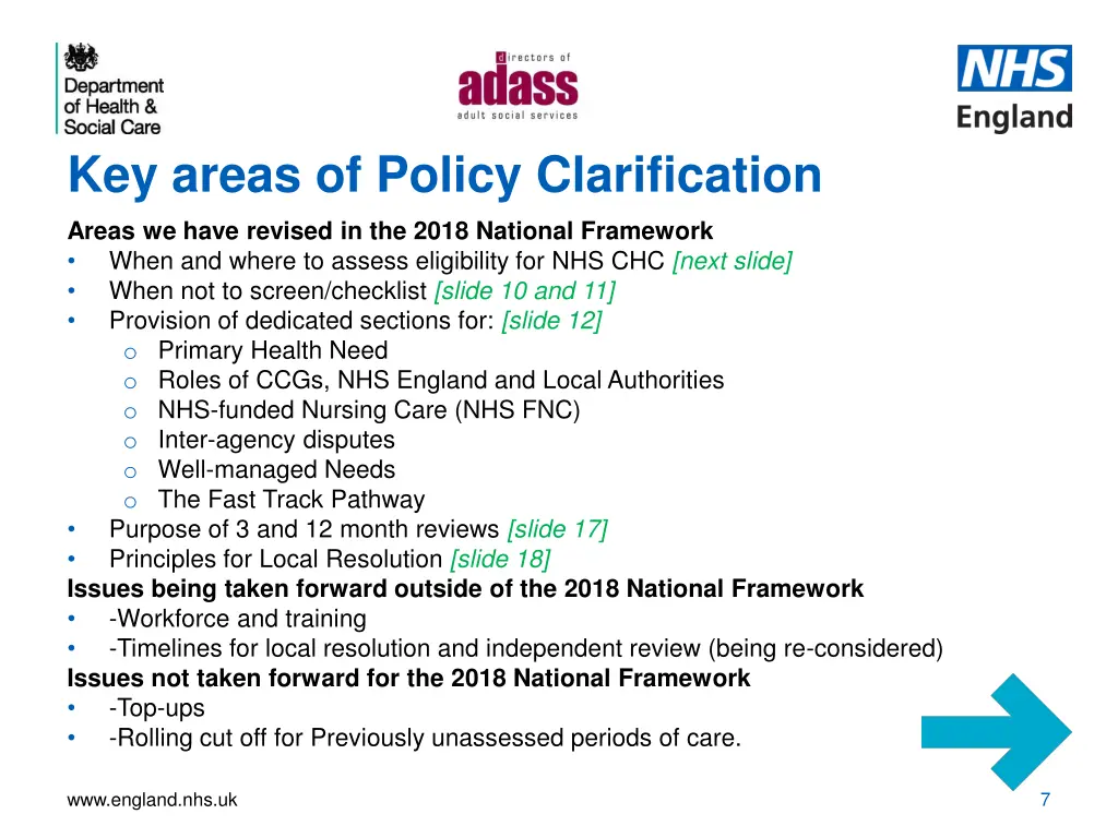 key areas of policy clarification