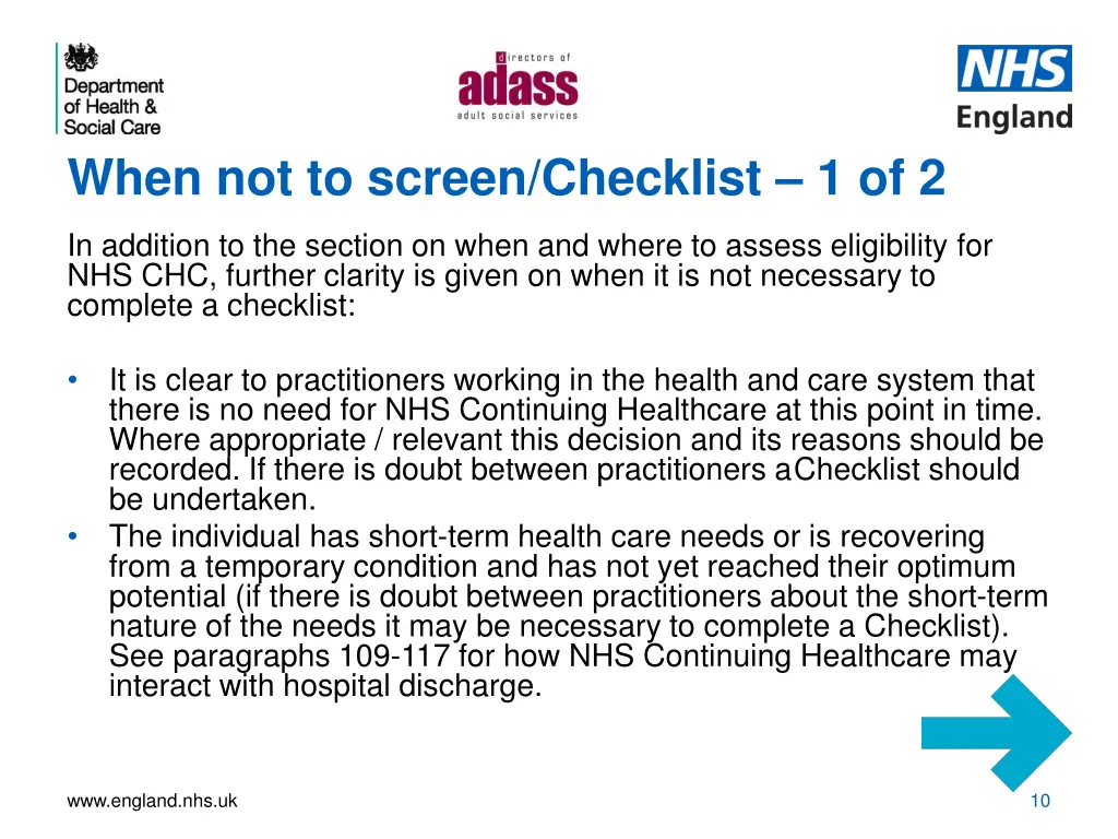 when not to screen checklist 1 of 2