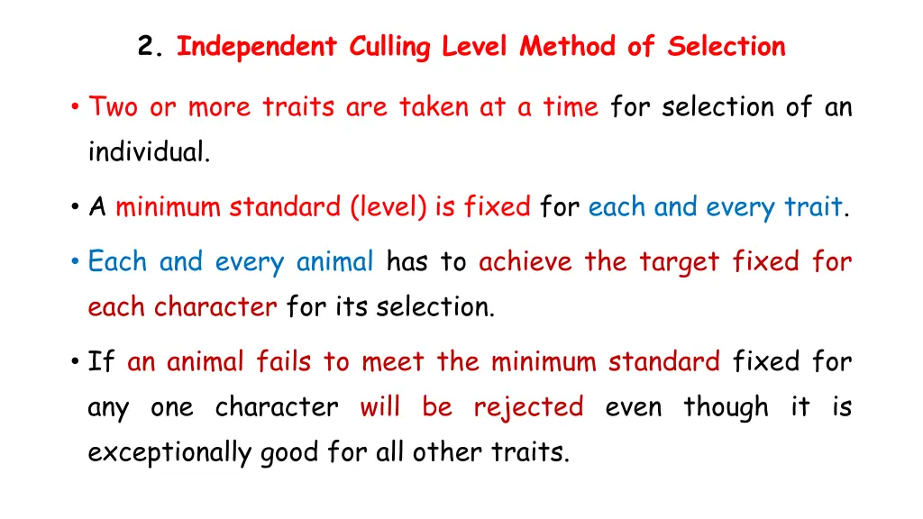 2 independent culling level method of selection