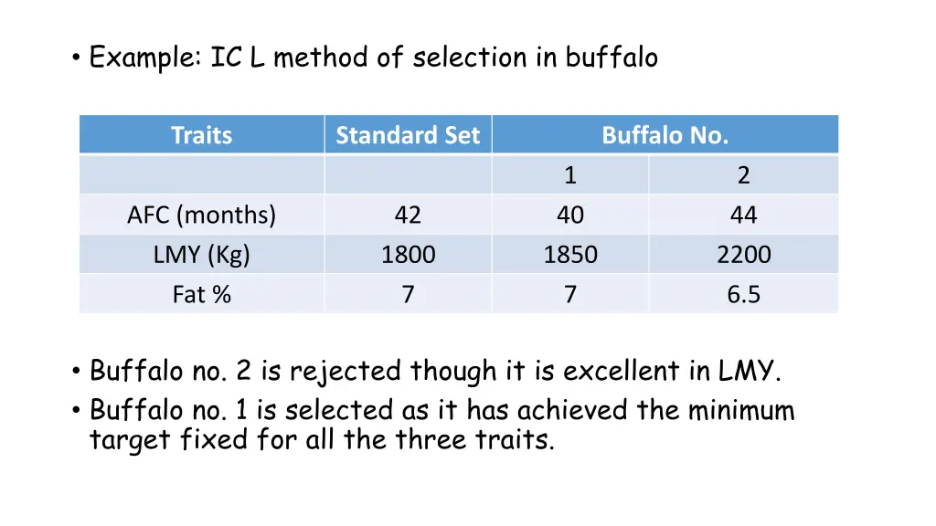 example ic l method of selection in buffalo