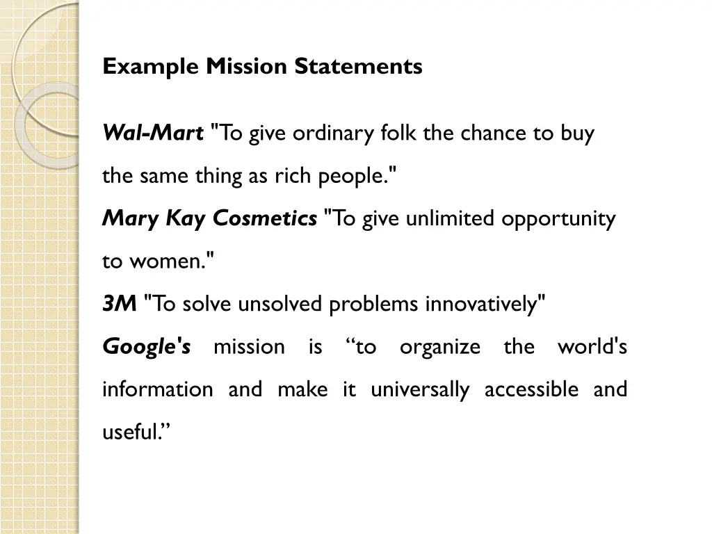 example mission statements