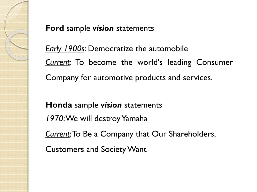 ford sample vision statements