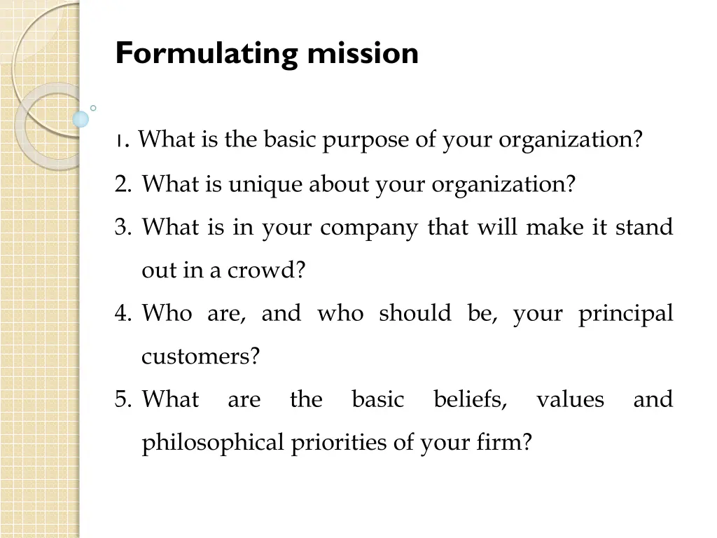 formulating mission