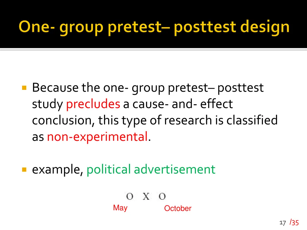 because the one group pretest posttest study