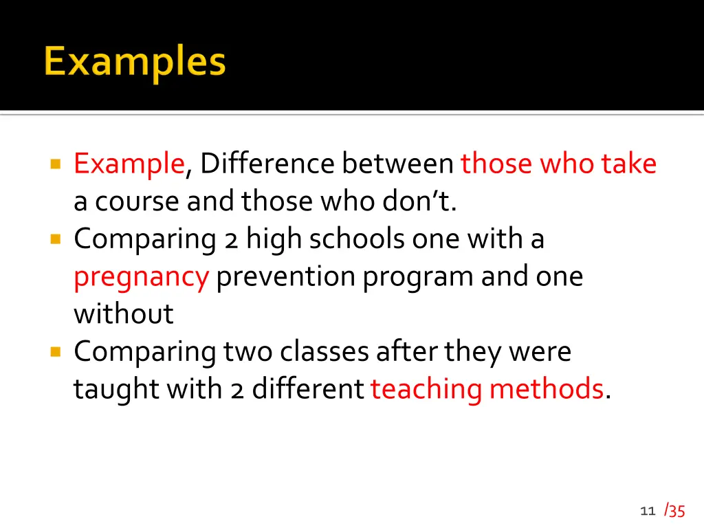 example difference between those who take