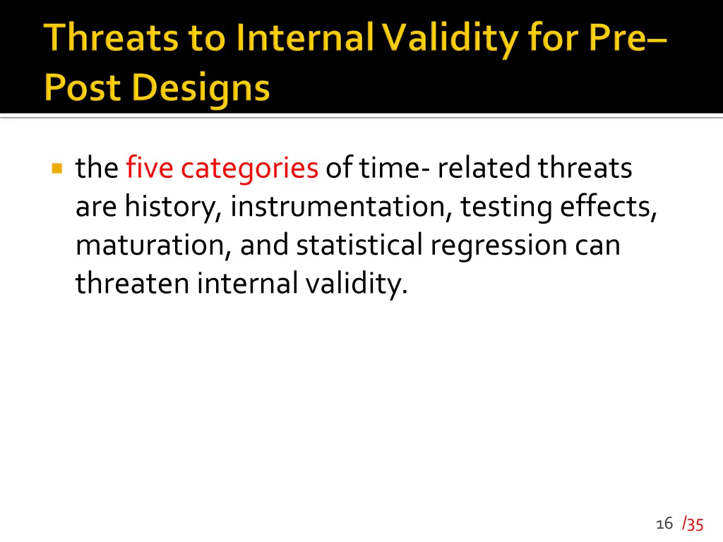 the five categories of time related threats