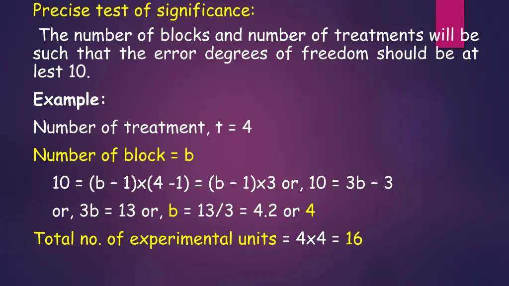 precise test of significance the number of blocks