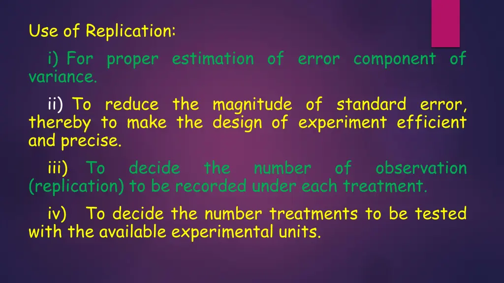 use of replication i for proper estimation