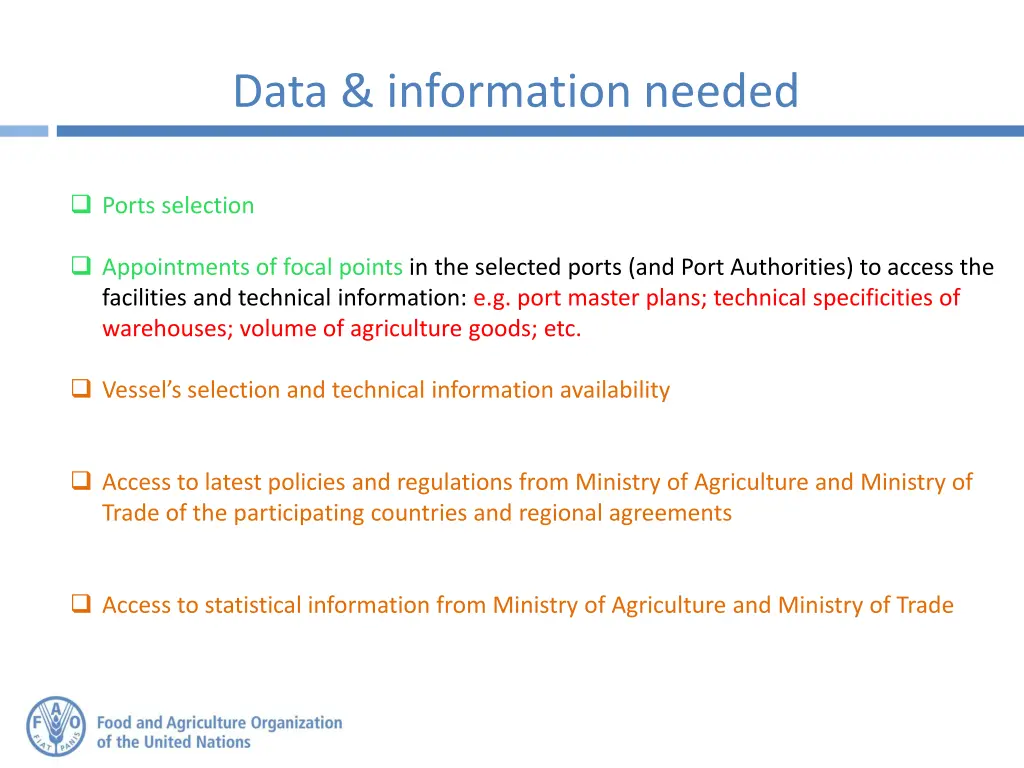 data information needed