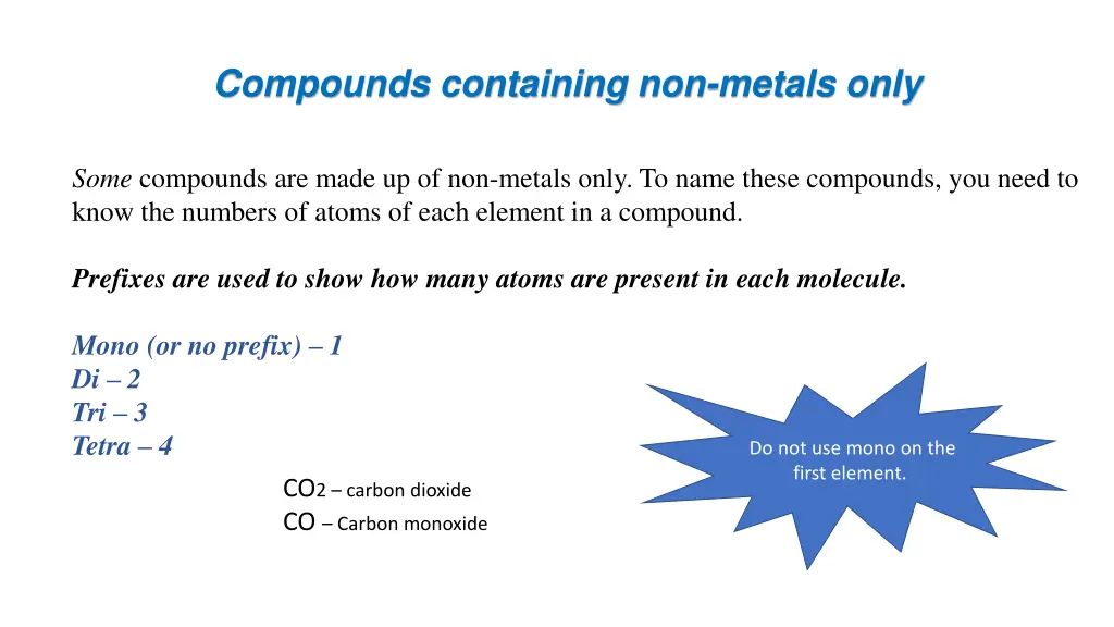 compounds containing non metals only