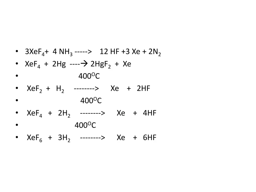 3xef 4 4 nh 3 12 hf 3 xe 2n 2 xef 4 2hg 2hgf