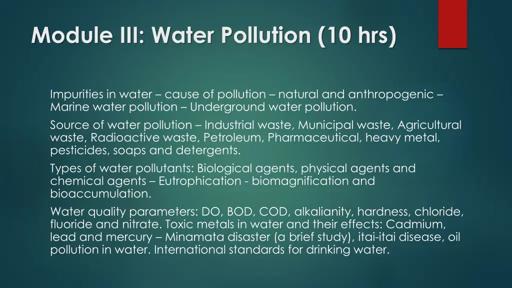 module iii water pollution 10 hrs