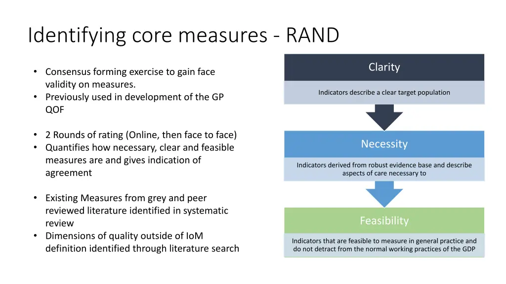 identifying core measures rand