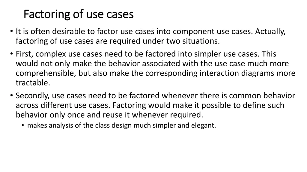 factoring of use cases factoring of use cases