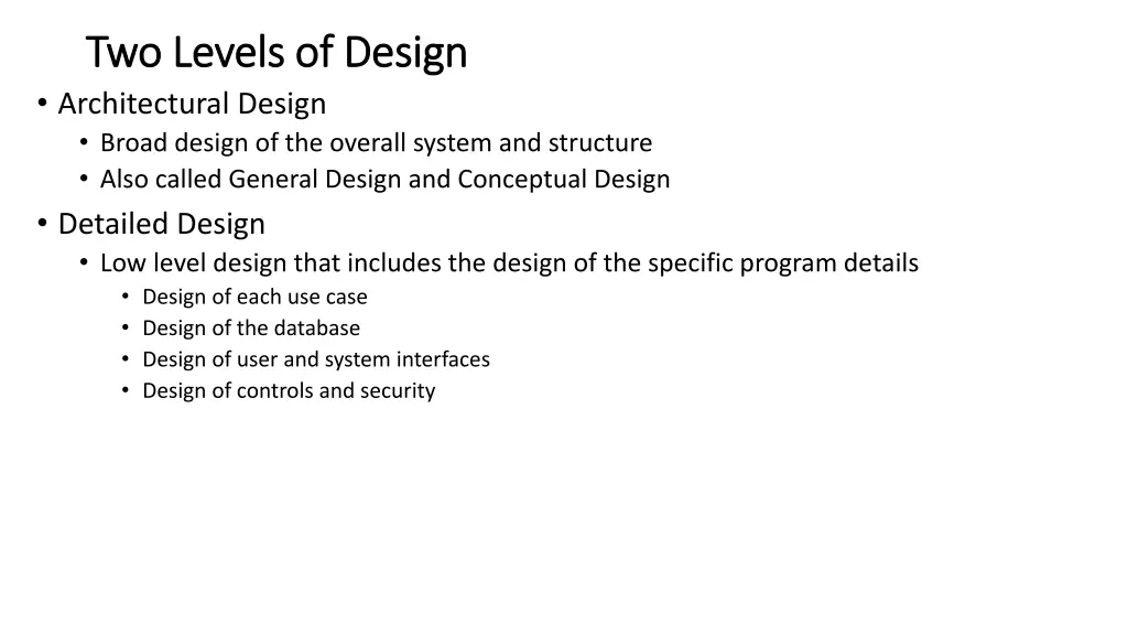 two levels of design two levels of design