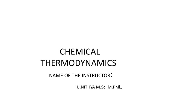 chemical thermodynamics name of the instructor