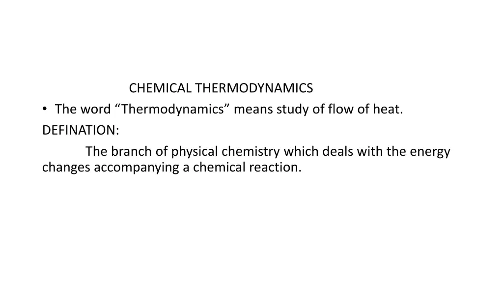 chemical thermodynamics the word thermodynamics