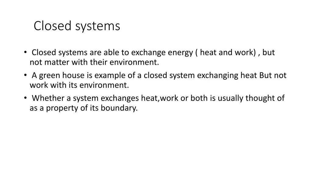 closed systems