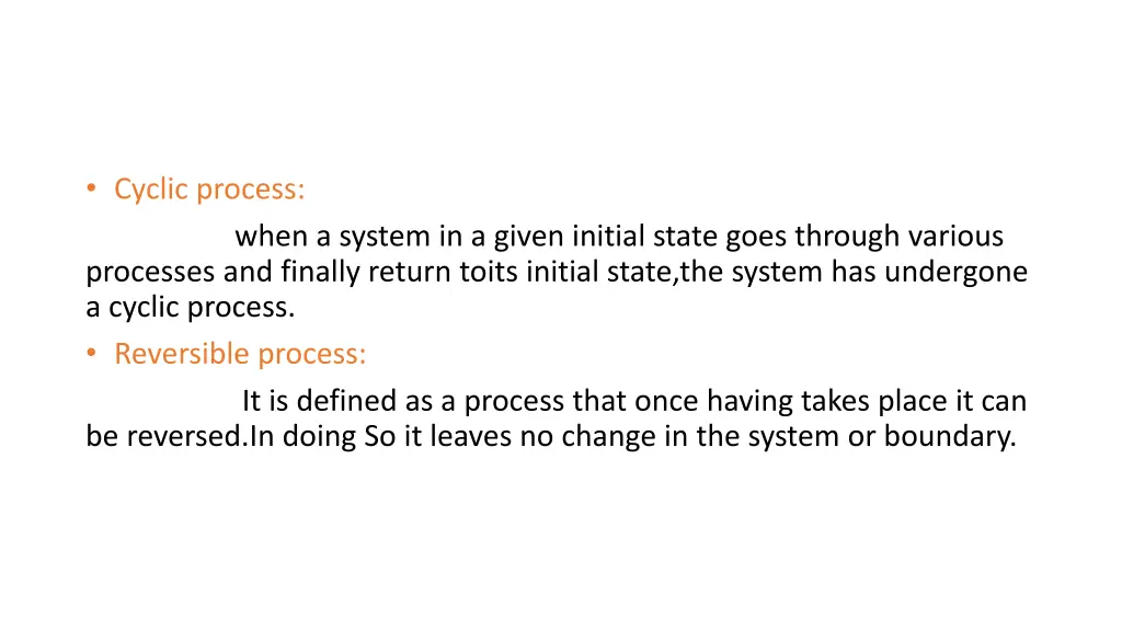 cyclic process when a system in a given initial