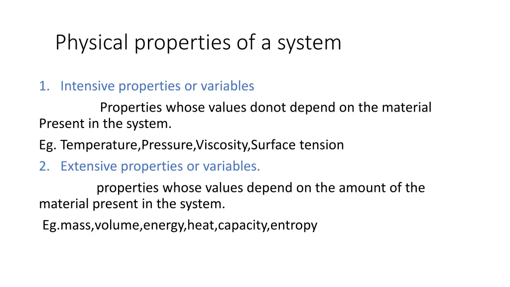 physical properties of a system