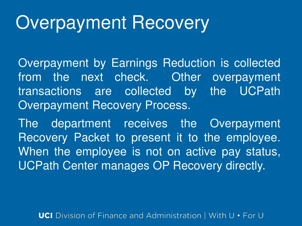 overpayment recovery