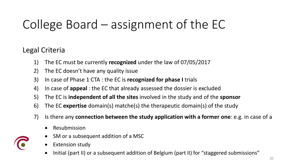 college board assignment of the ec