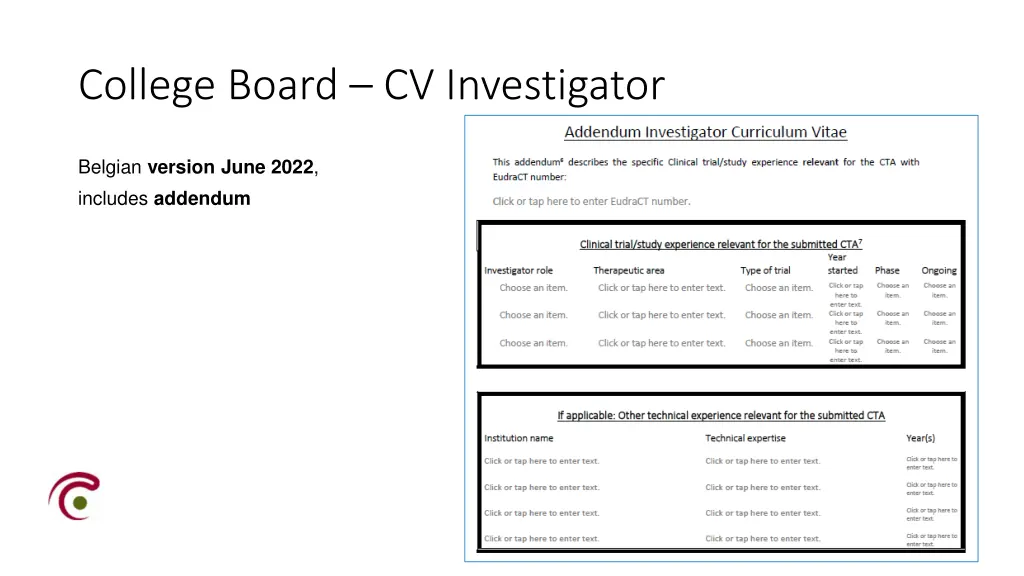 college board cv investigator