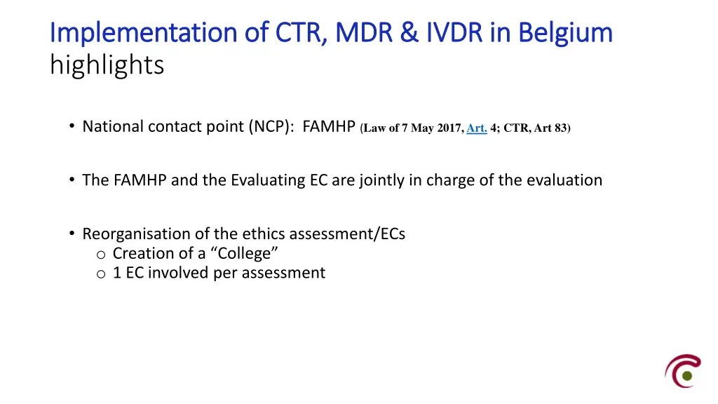 implementation implementation of ctr mdr ivdr