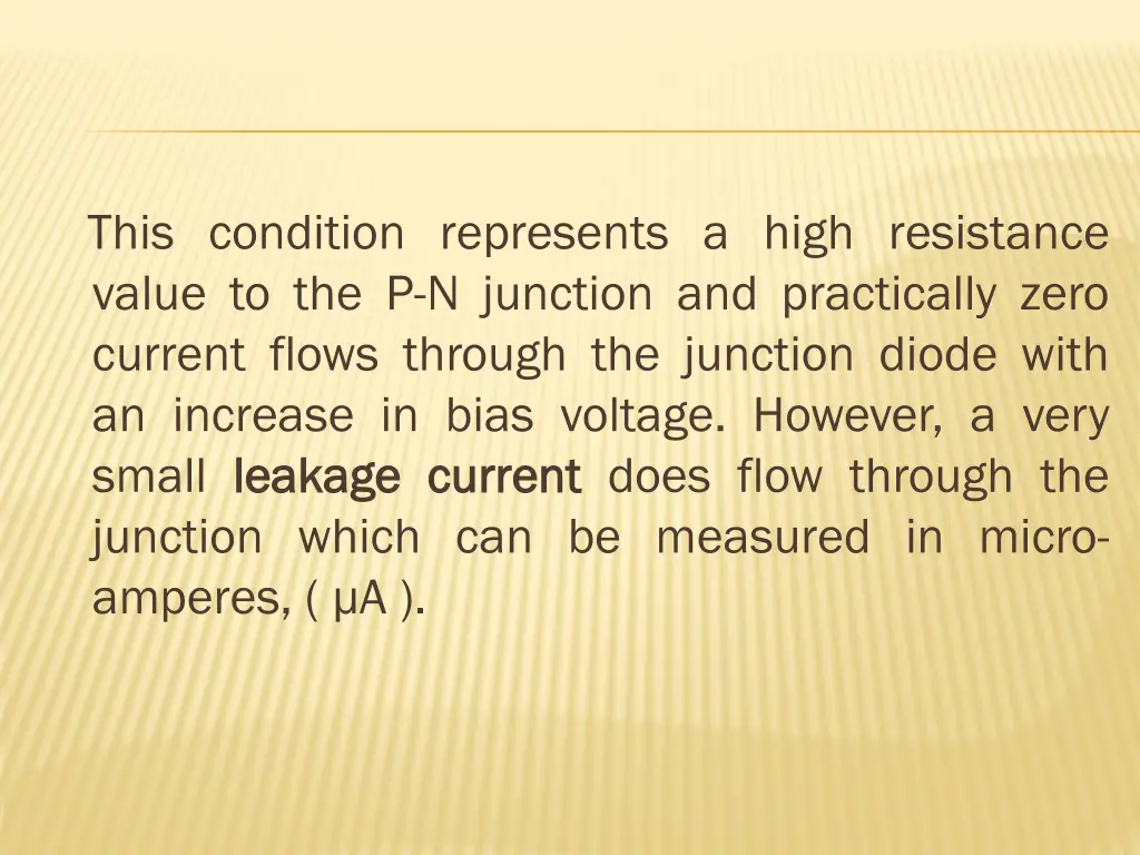 this condition represents a high resistance value