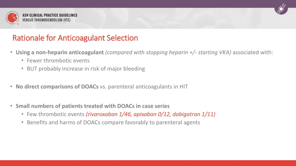 rationale for anticoagulant selection rationale