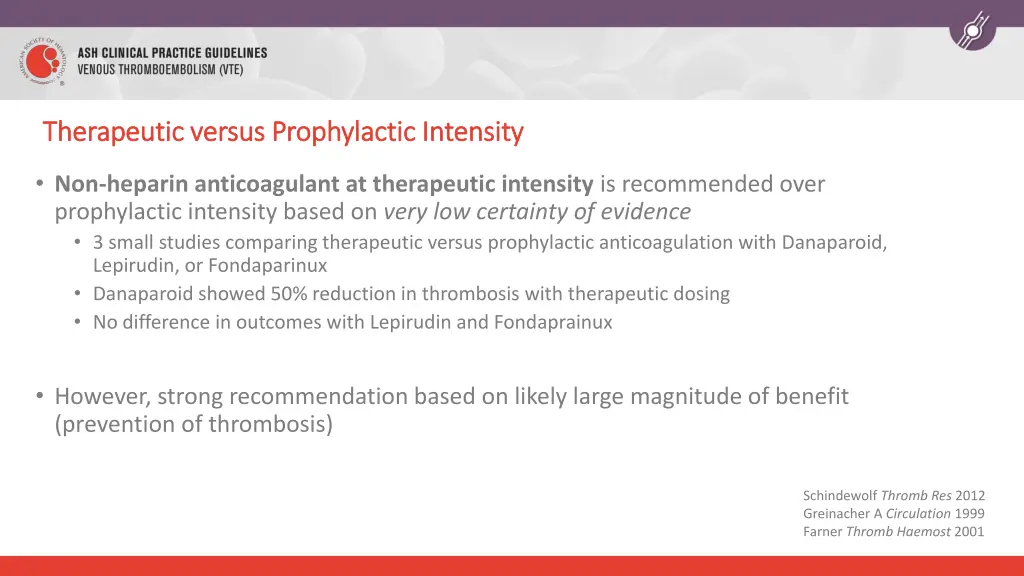 therapeutic versus prophylactic intensity