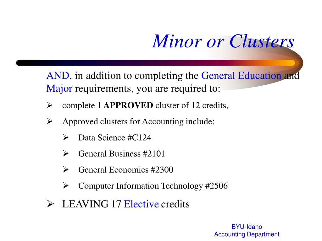 minor or clusters