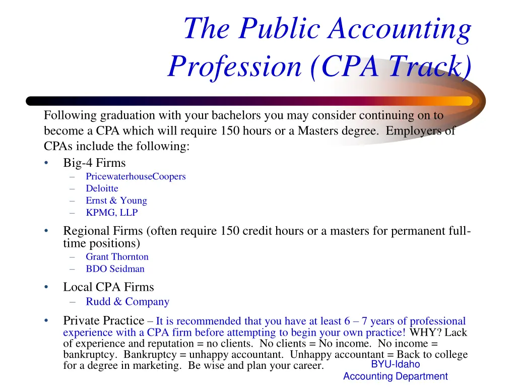 the public accounting profession cpa track