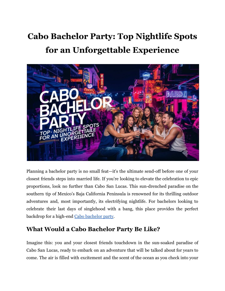 cabo bachelor party top nightlife spots