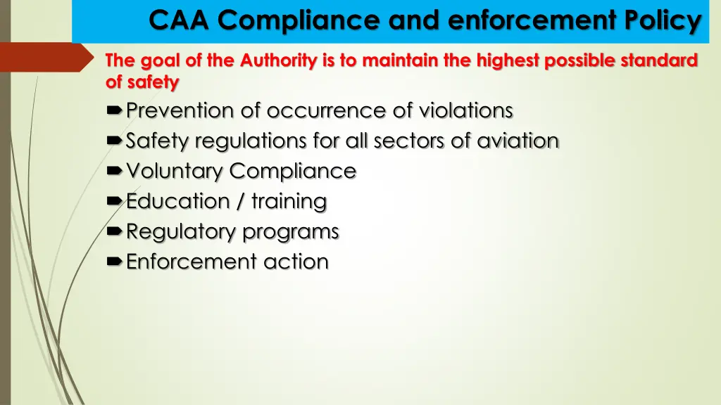 caa compliance and enforcement policy