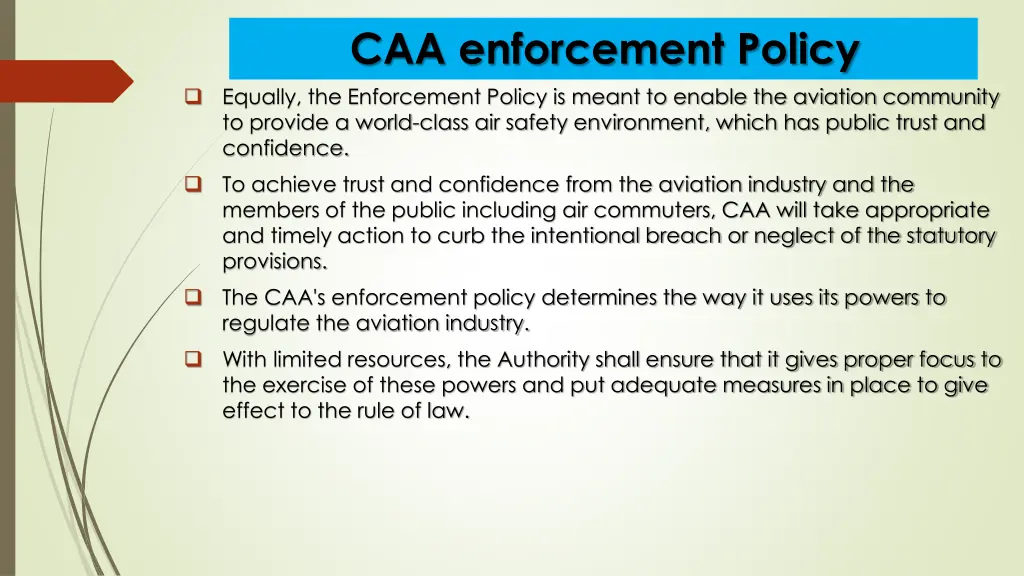 caa enforcement policy equally the enforcement