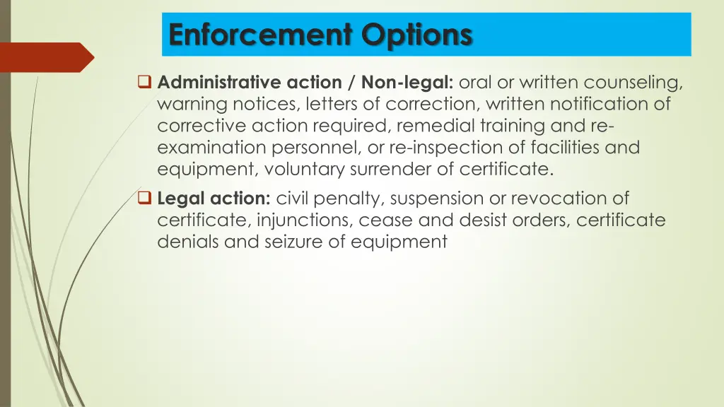 enforcement options