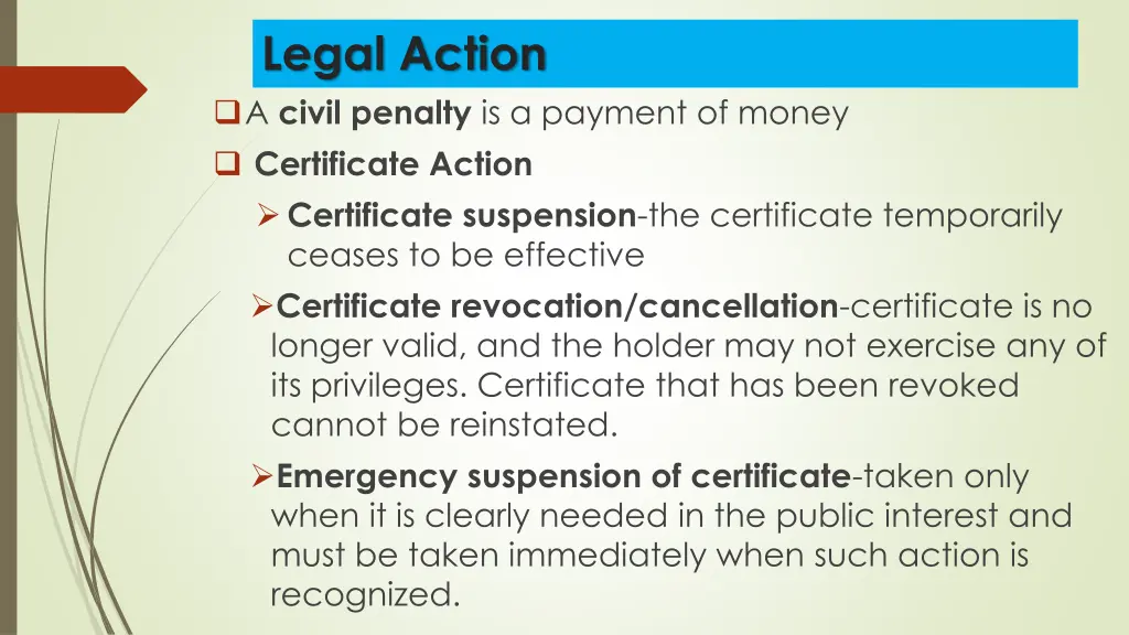 legal action a civil penalty is a payment