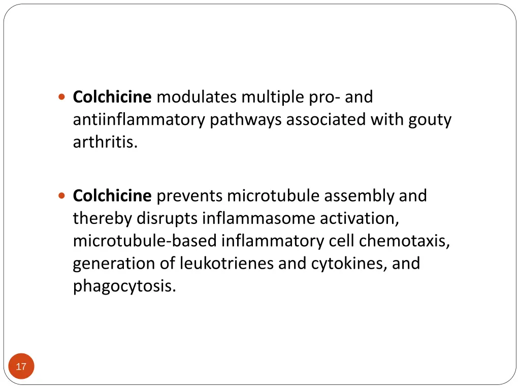 colchicine modulates multiple